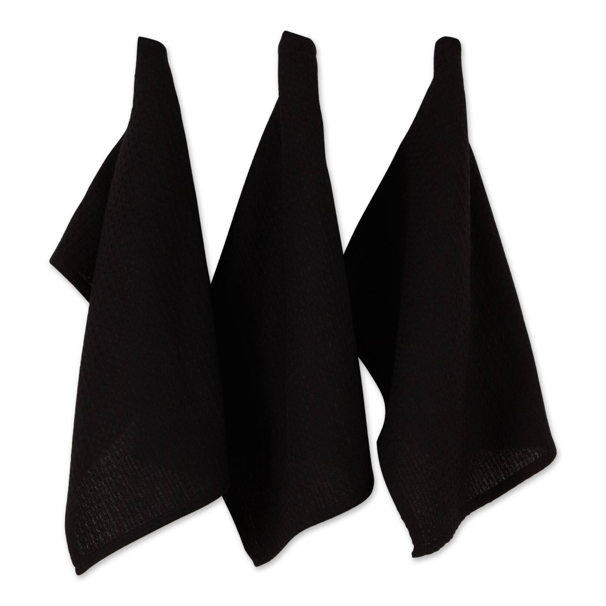 DII® Black Recycled Cotton Waffle Dish Towels, 6ct.